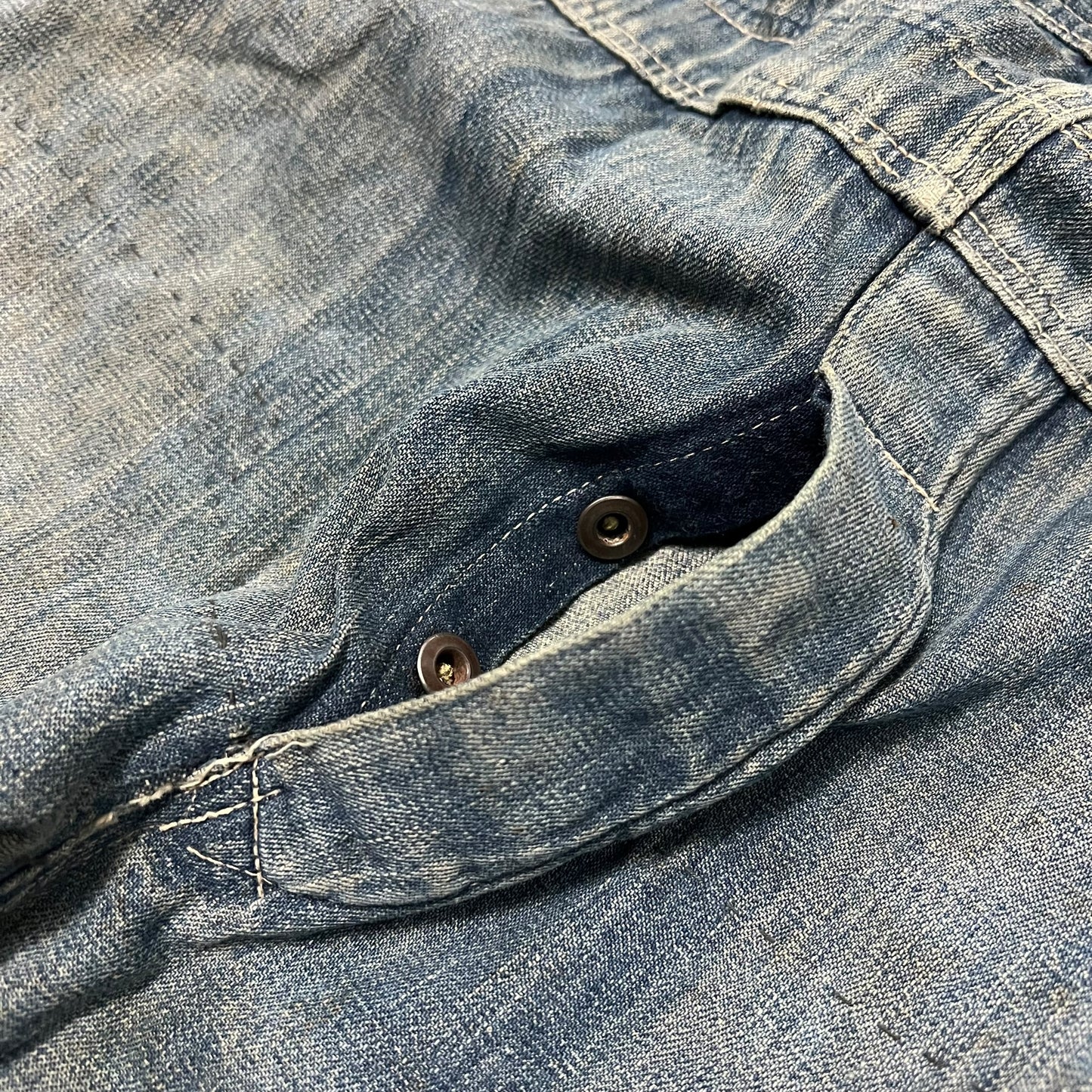 1920s Train button overalls “triple stitch seam” (36w)