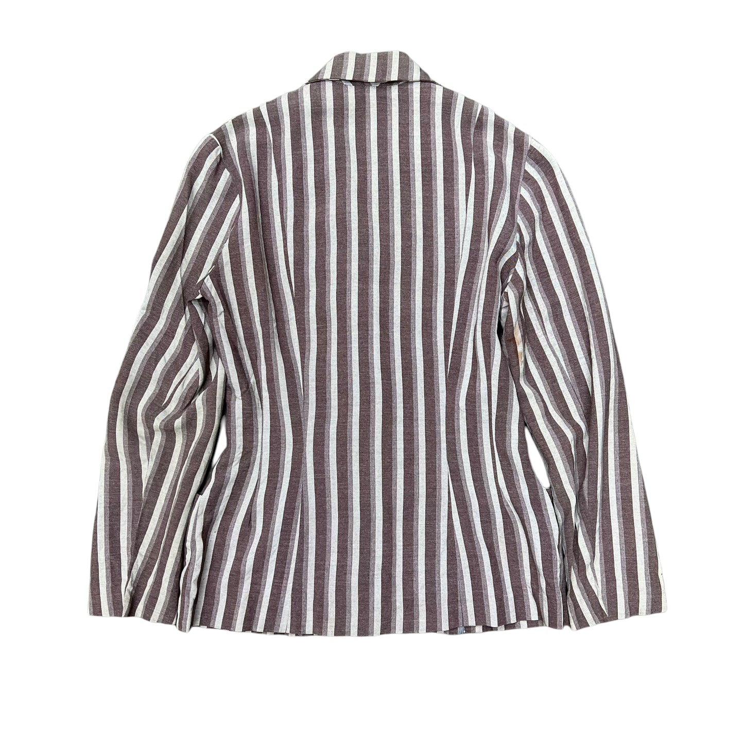 1920s 1930s Women’s brown striped rayon/linen blazer jacket (M)