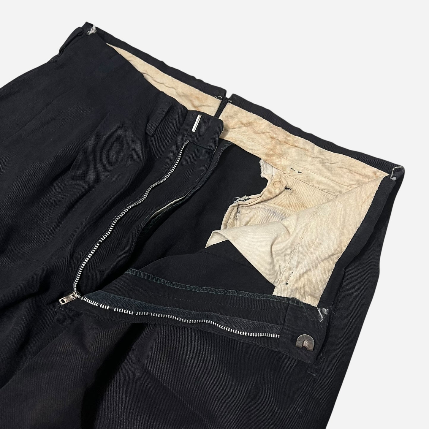 1940s 1950s Black rayon pleated drop loop pants (30w)