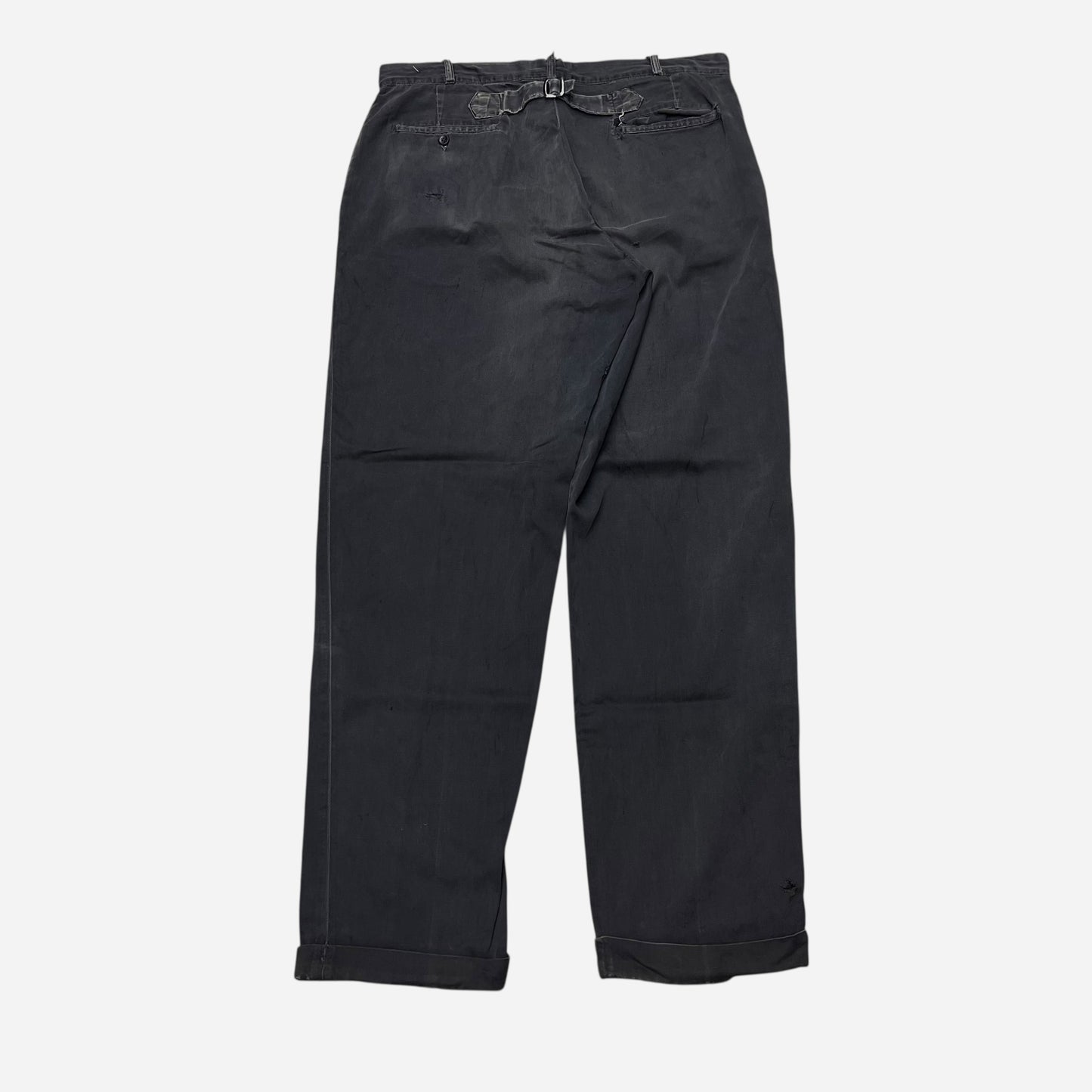1950s Black cotton buckle back work pants (34w)