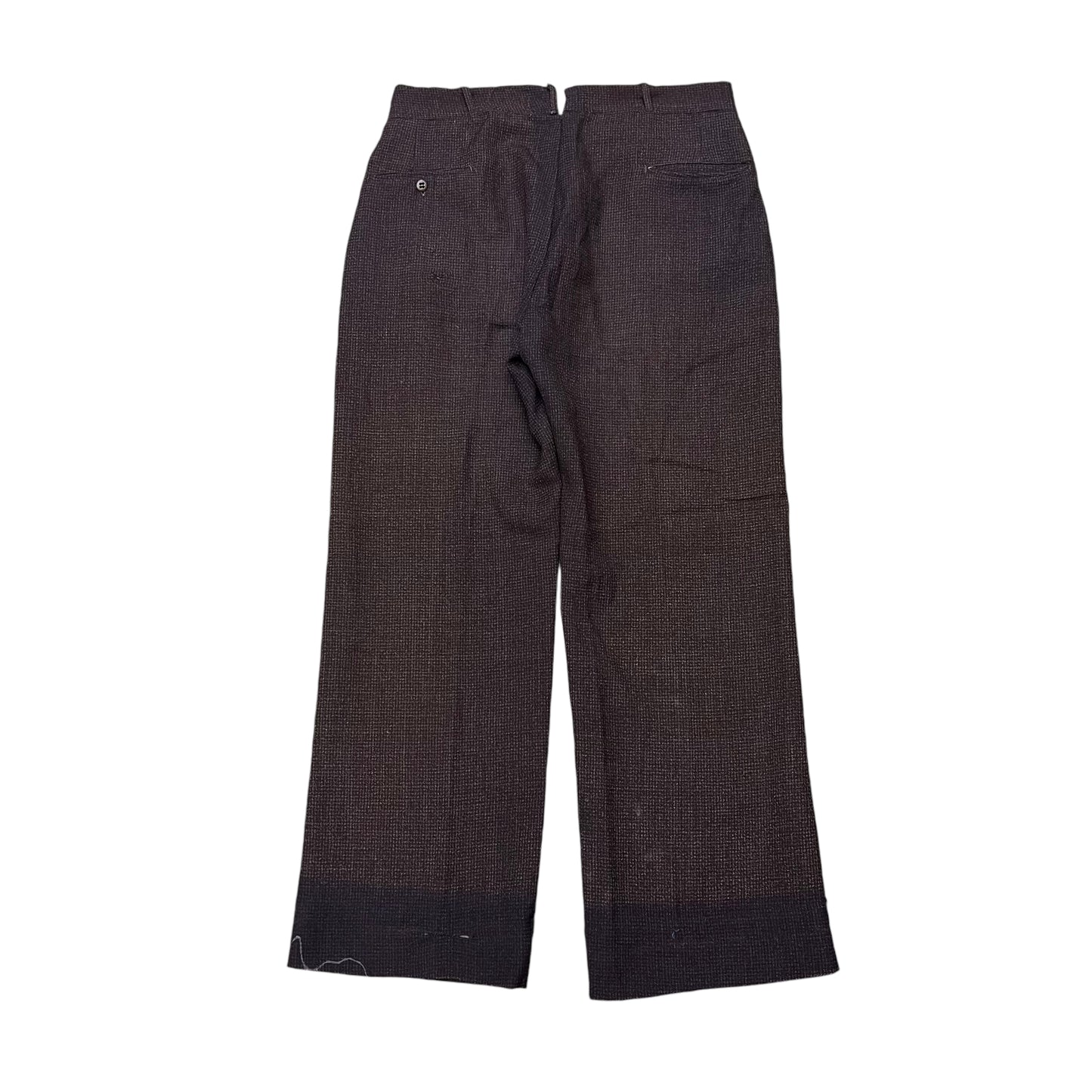 1930s NRA brown faded cotton/wool blend fleck pattern pants (34w)