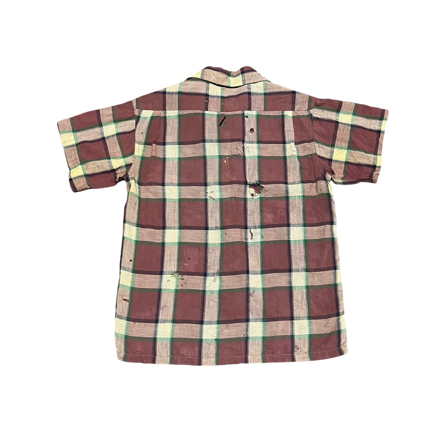 1940s Tom Sawyer cotton plaid loop collar shirt (XS)