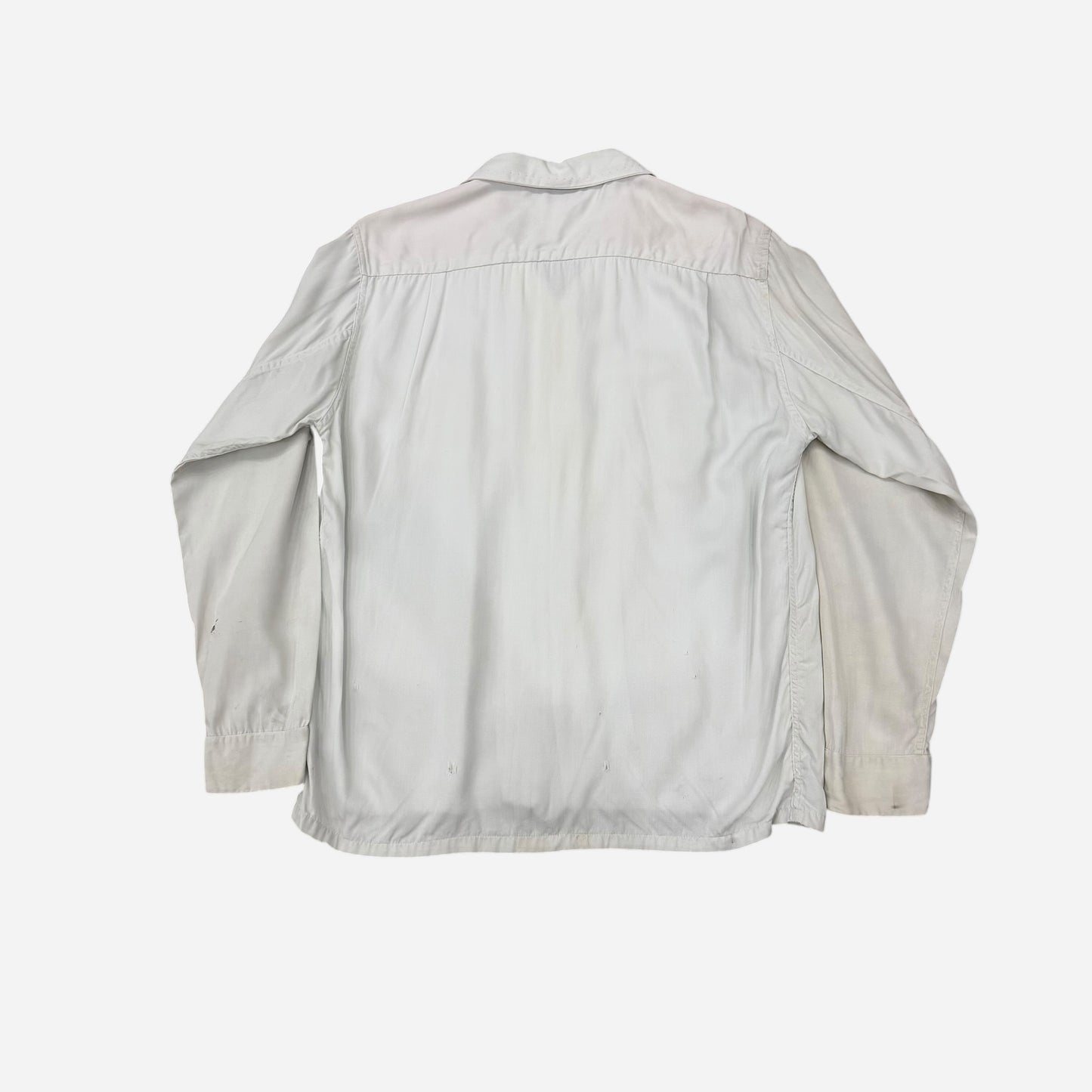 1950s White rayon loop collar shirt (M)