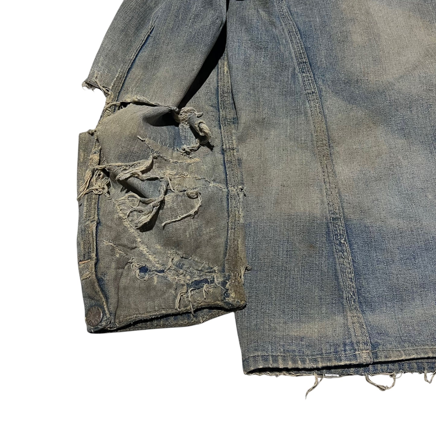 1930s Distressed Indian button denim chore jacket (S/M)