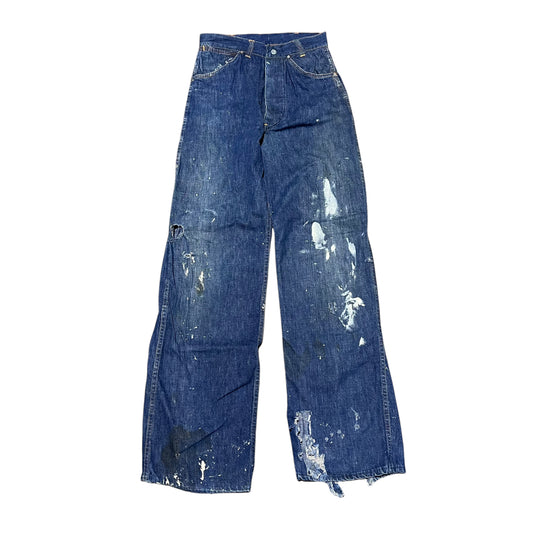 1940s 1950s Happy Jack donut button fly dark wash distressed denim jeans (26w)