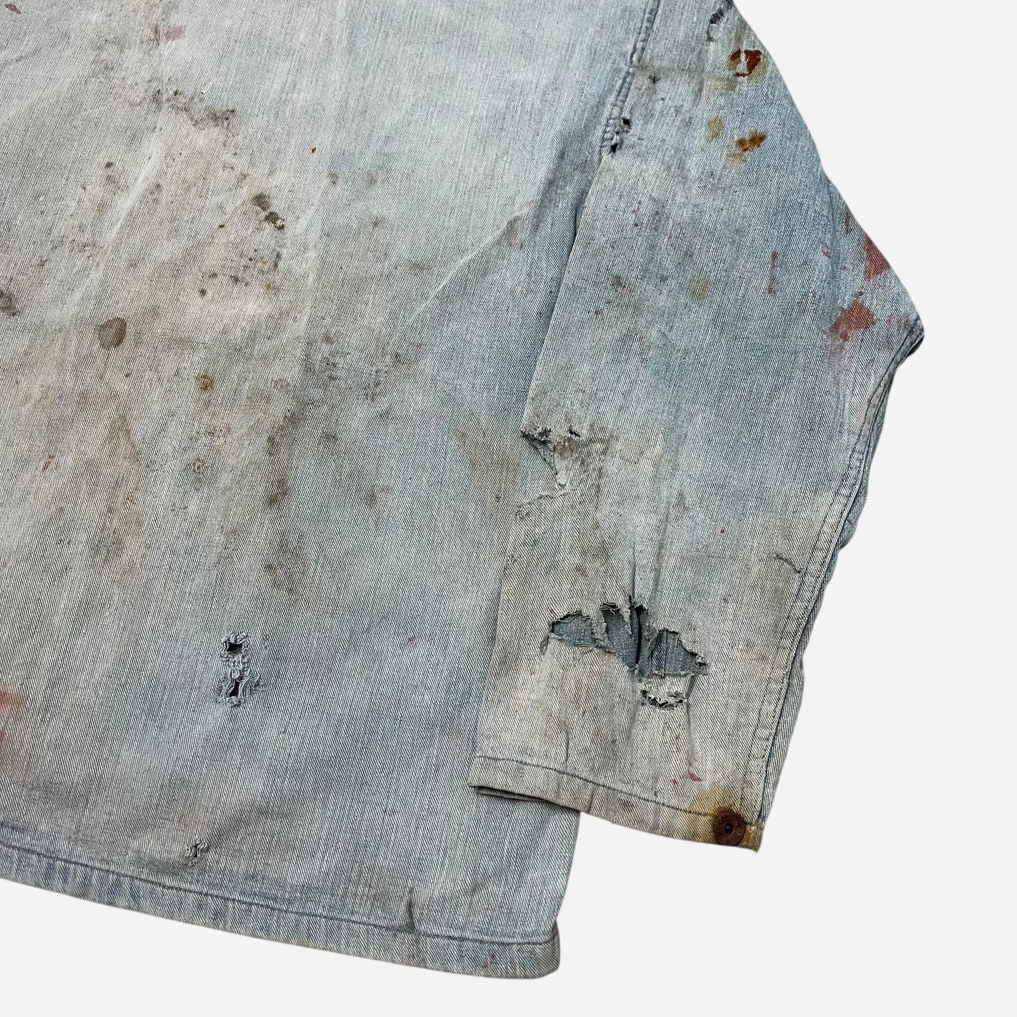 1910s WW1 US Army denim pullover shirt jacket paint splattered (M/L)