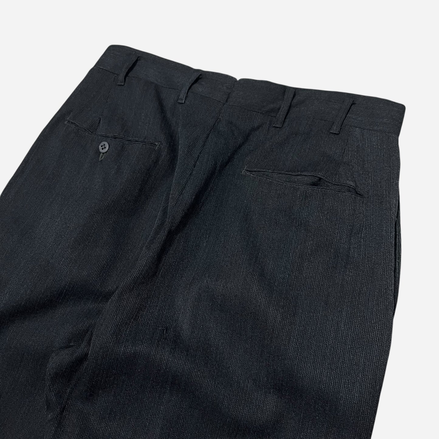 1940s Black/navy textured cotton pleated pants (30w)