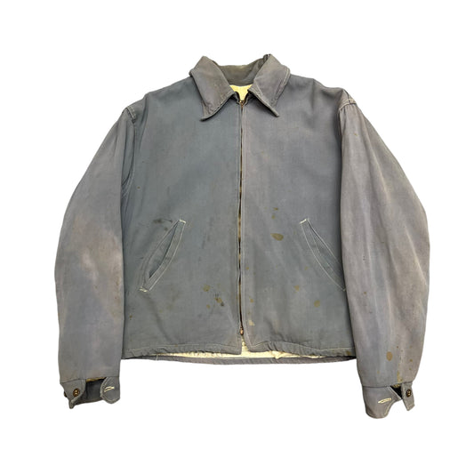 1940s Faded grey/blue gabardine boxy work jacket (M)