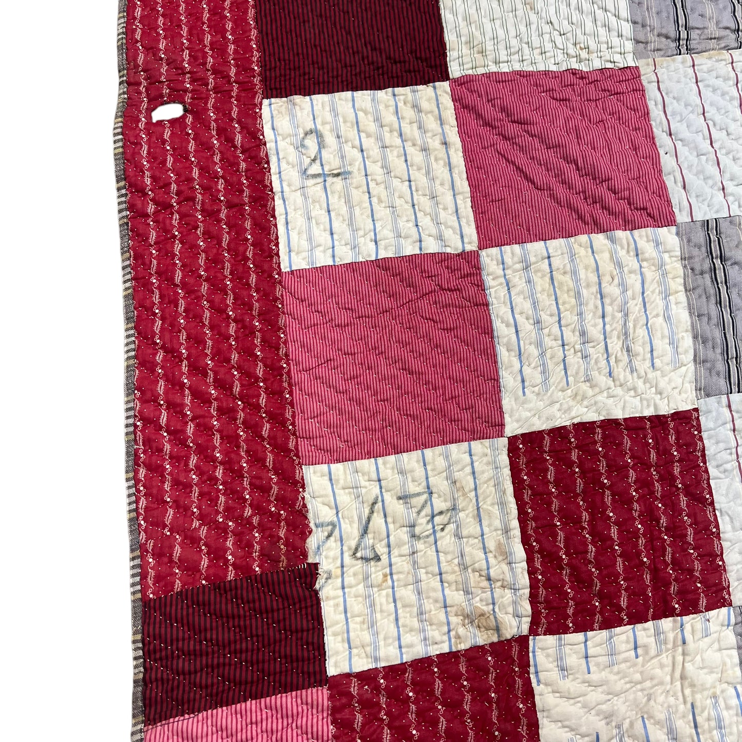 1910s-1930s Square patch quilt (73”x66”)