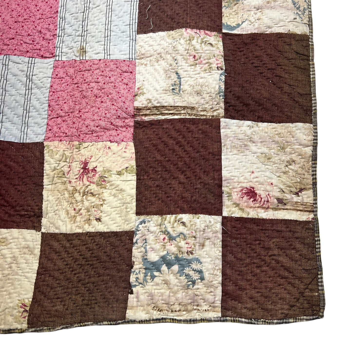 1910s-1930s Square patch quilt (73”x66”)