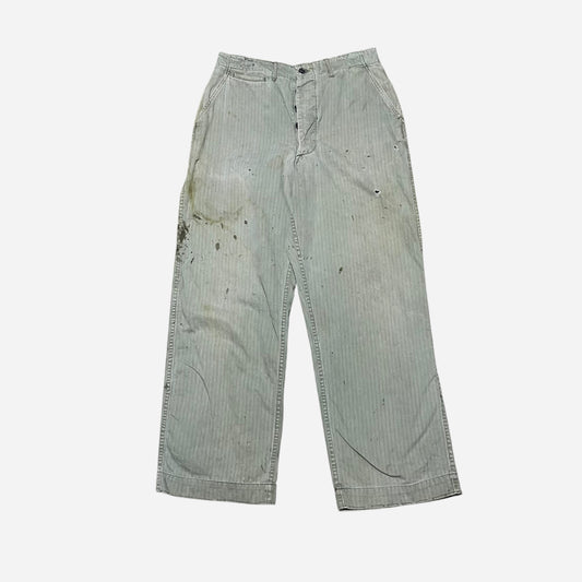 1940s US army 13 star button fly green hbt pants (32w)