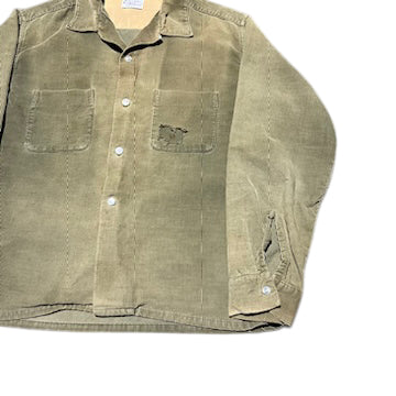 1950s 1960s Green corduroy loop collar shirt (M/L)