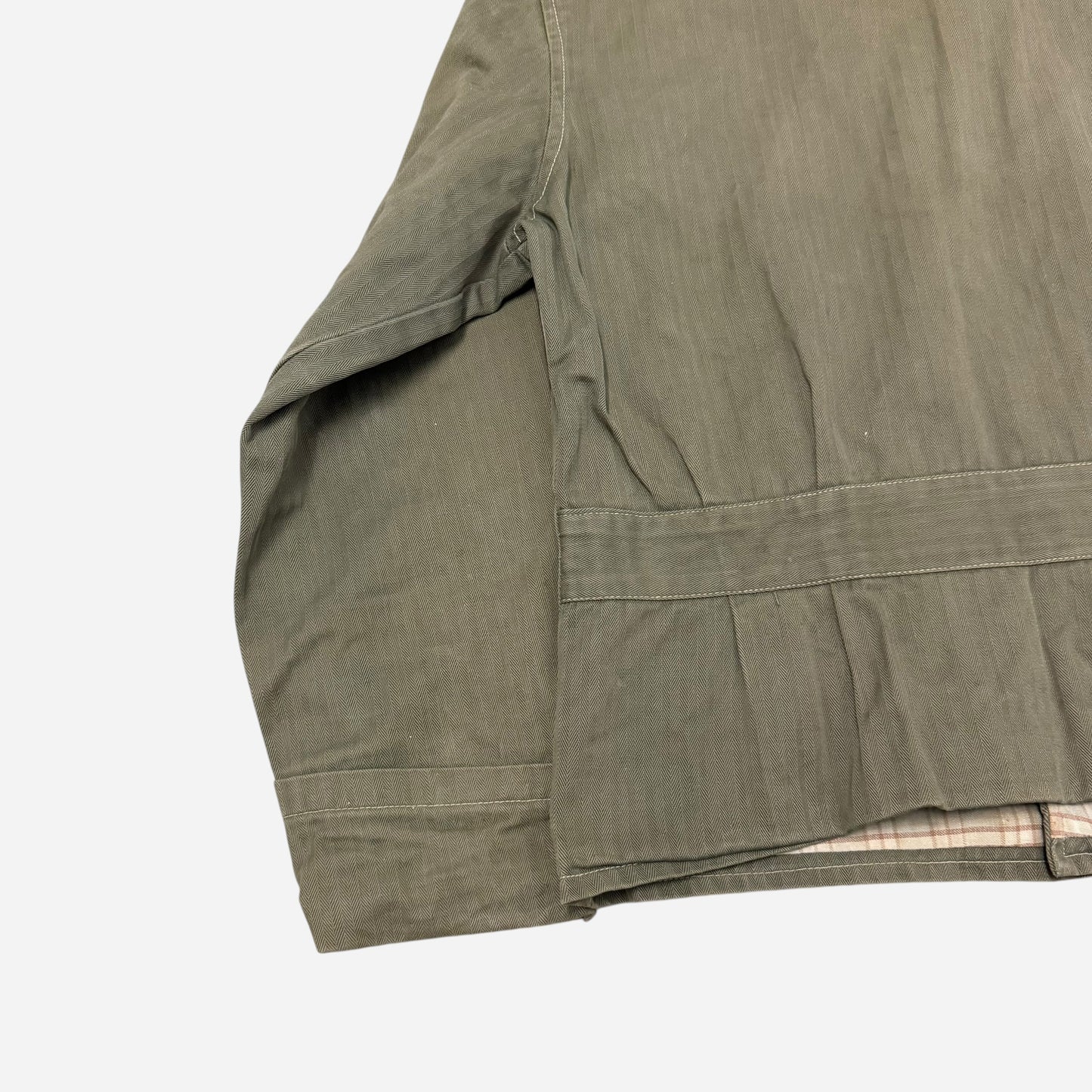 1940s Green HBT cotton plaid lined jacket (S)