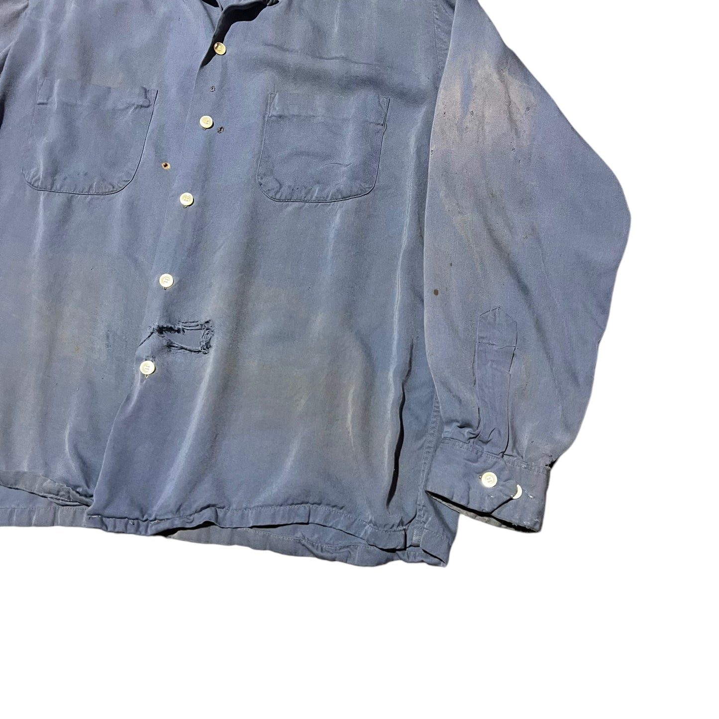 1950s Campus light blue rayon loop collar shirt (L)