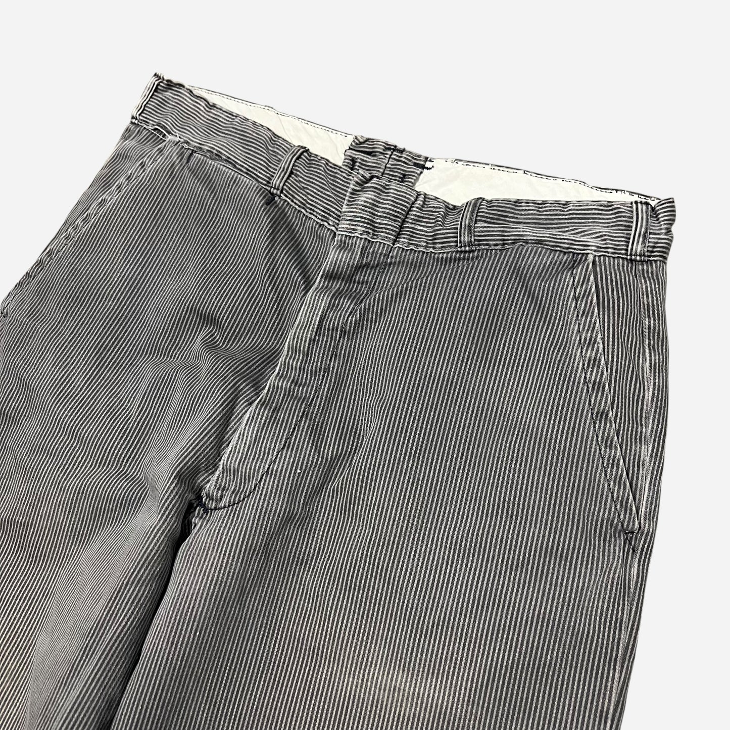 1950s Gray striped buckle back cotton pants (29w)