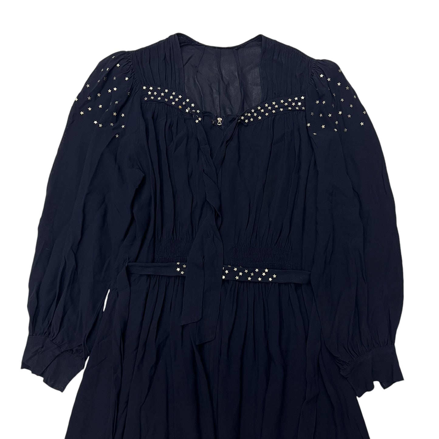 1930s Women’s Navy blue star studded embellished dress (M/L)