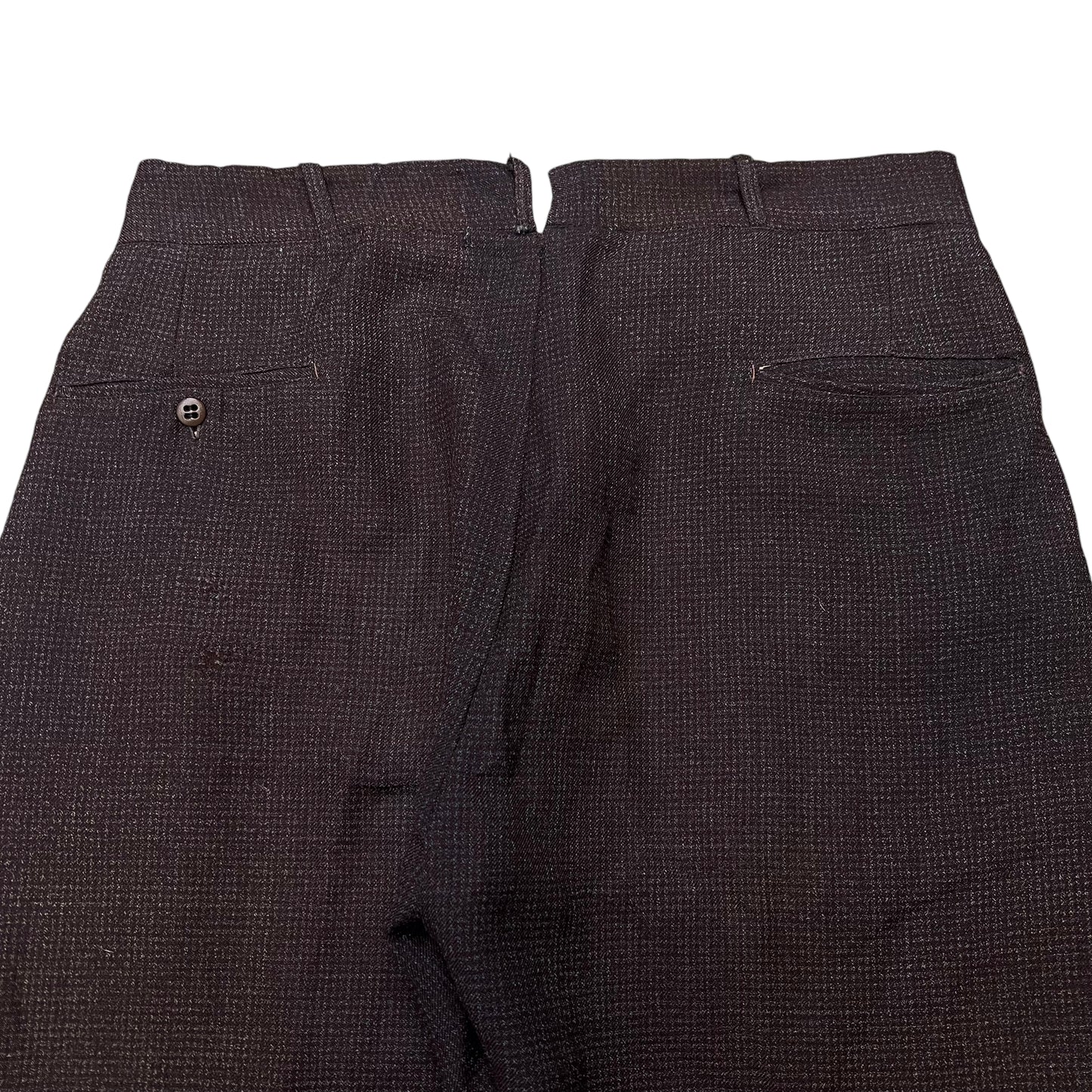 1930s NRA brown faded cotton/wool blend fleck pattern pants (34w)