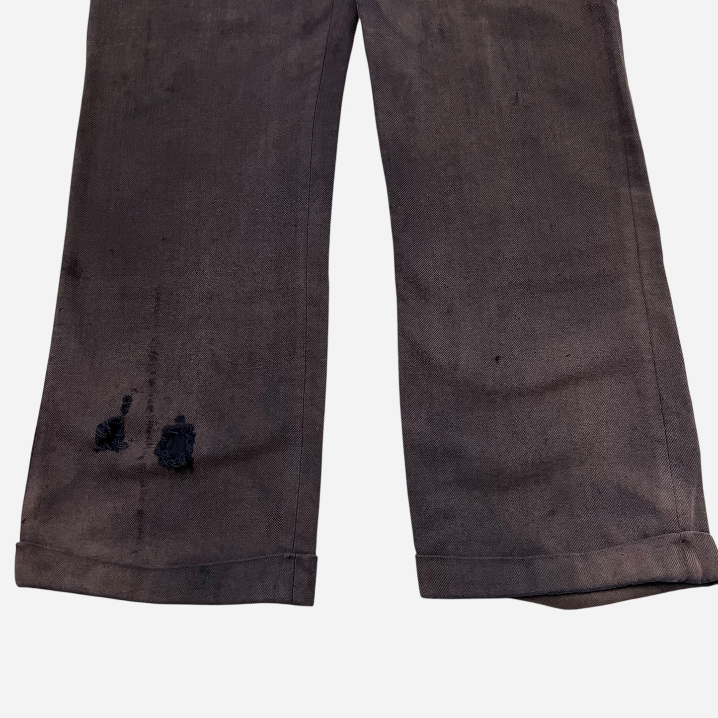 1910s 1920s Sun faded purple double button front cotton work pants (31w)