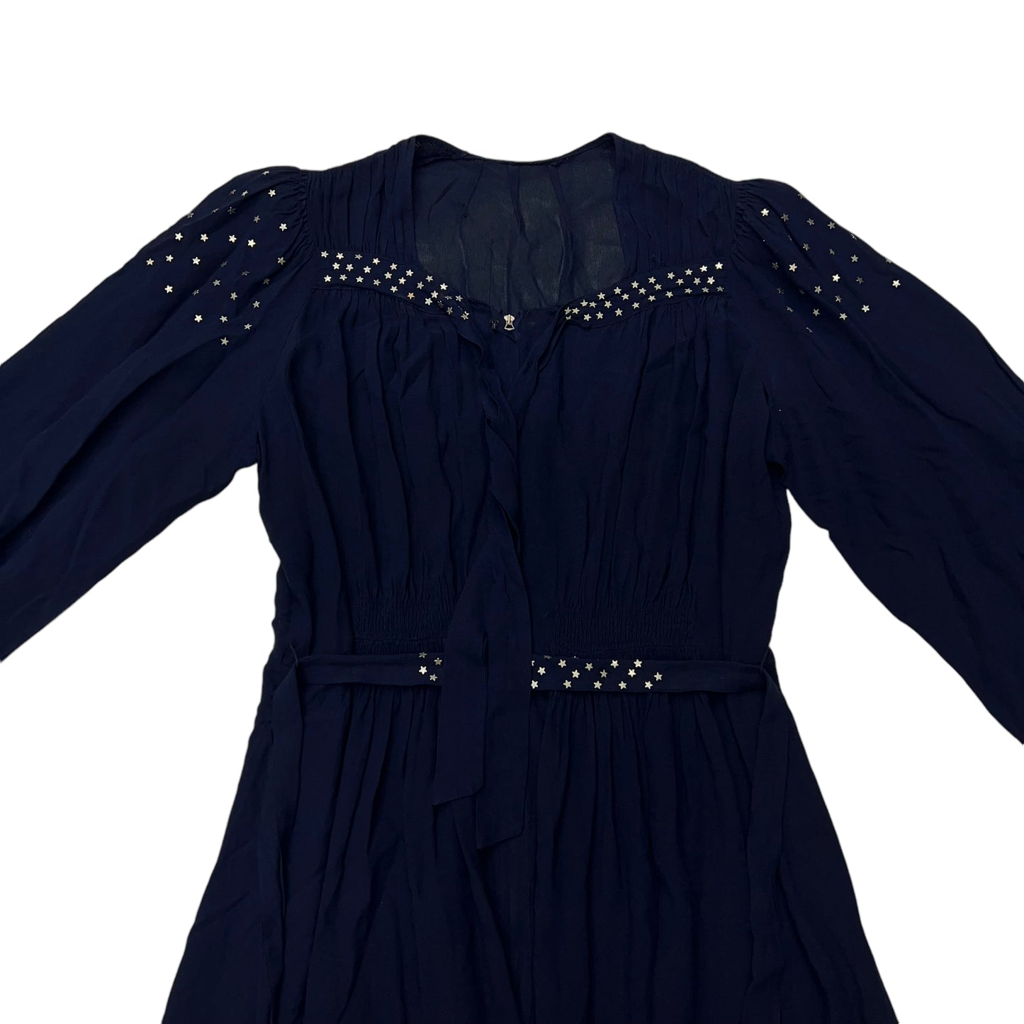 1930s Women’s Navy blue star studded embellished dress (M/L)