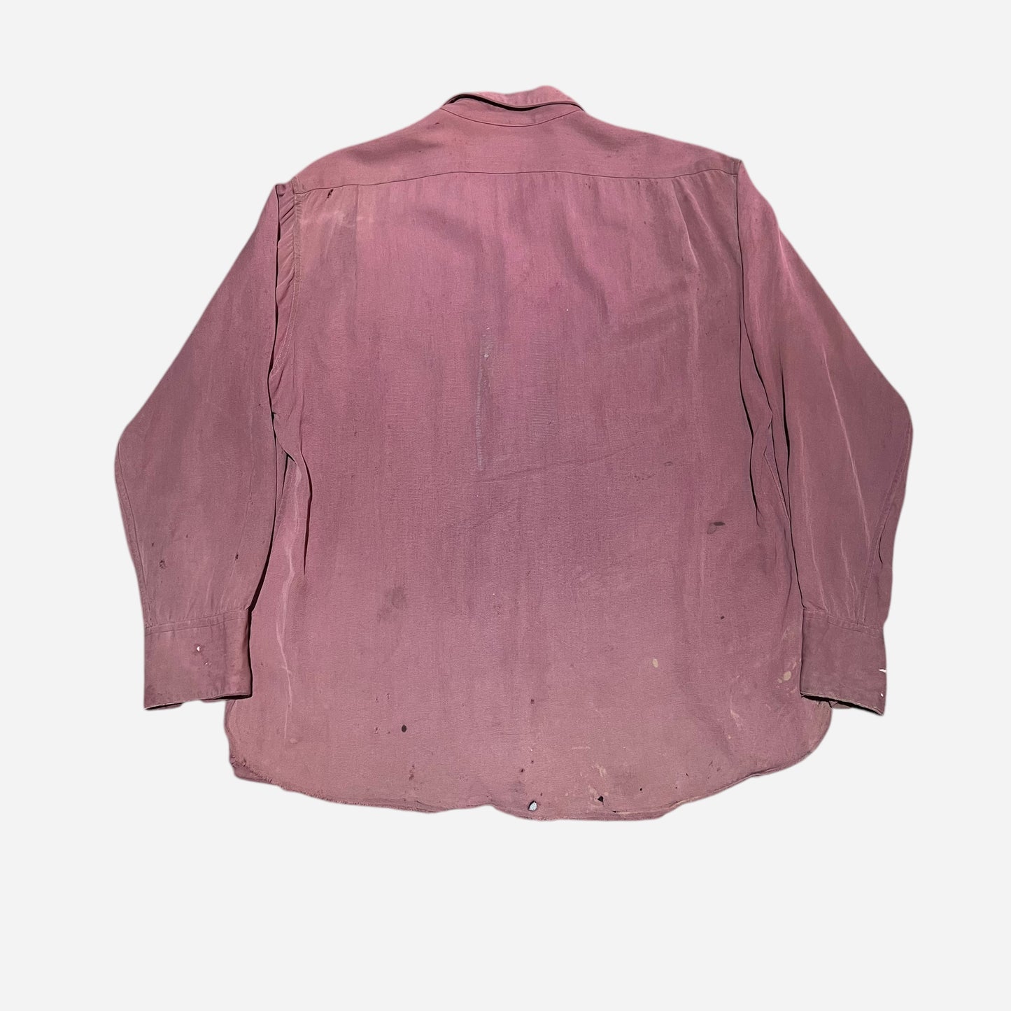 1940s Red rayon slant pocket western style shirt (L)