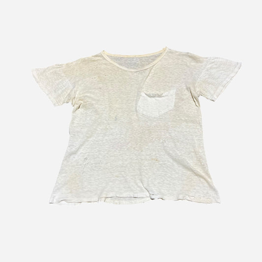 1940s Thin white cotton pocket t shirt (S/M)