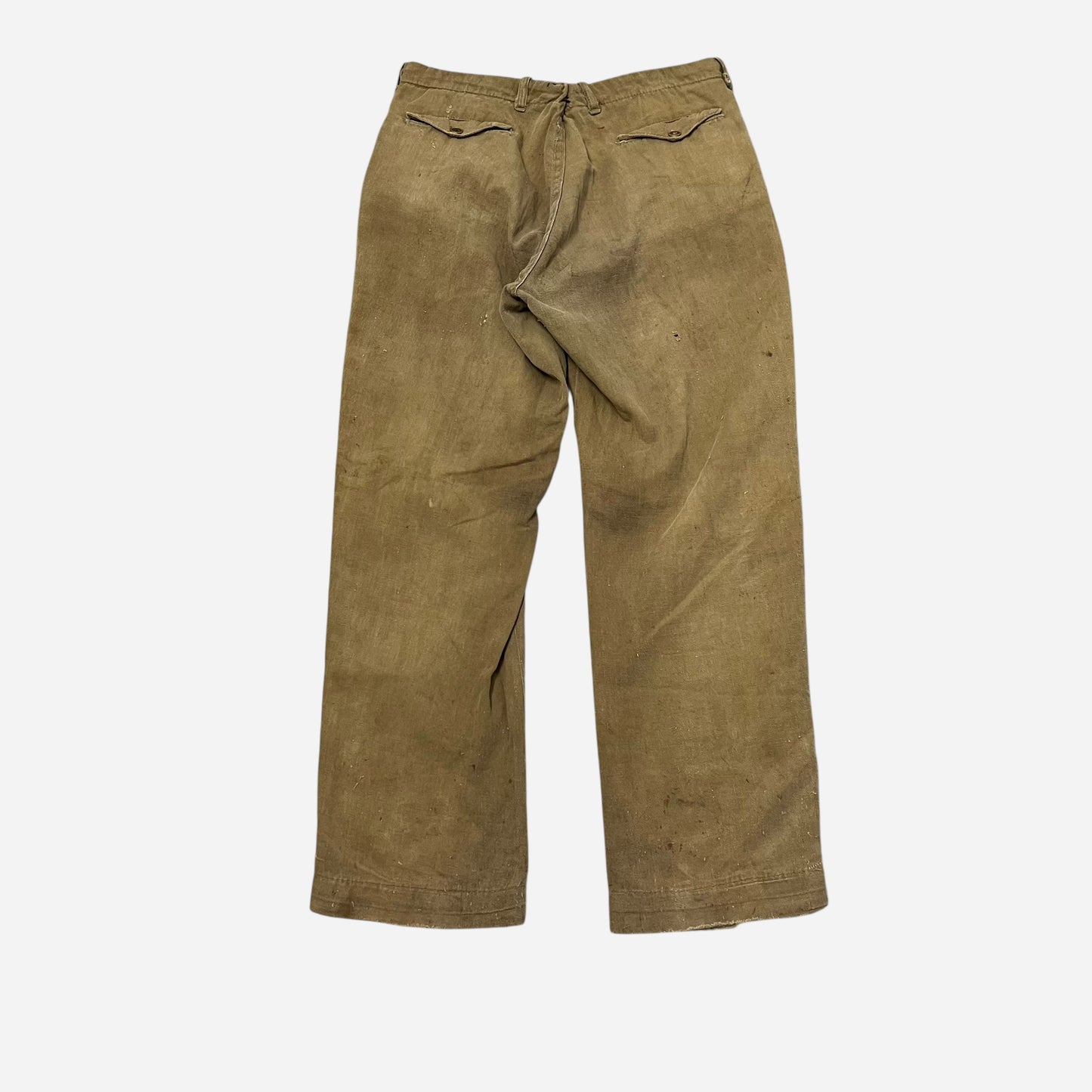 1920s Tan light cotton button fly pants (30w)