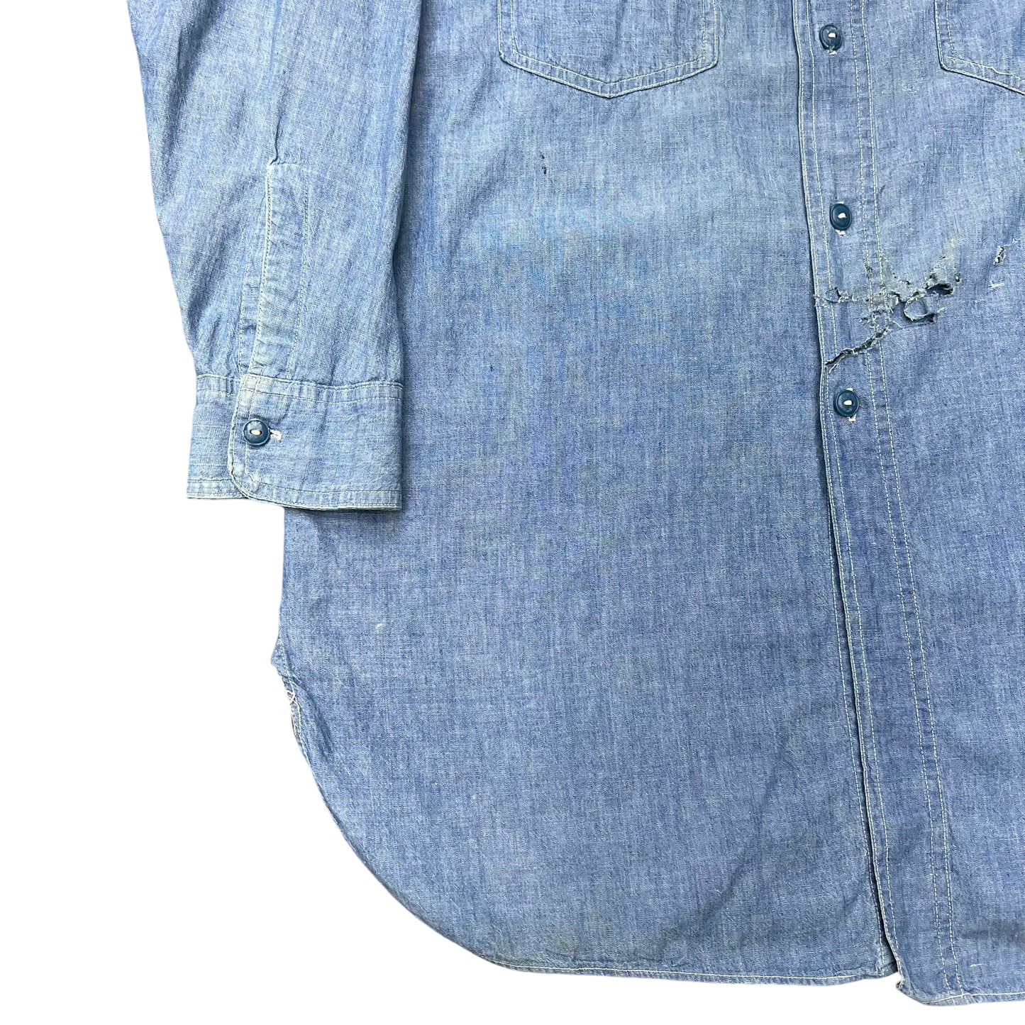 1950s Korean War USN chambray shirt stenciled (L/XL)