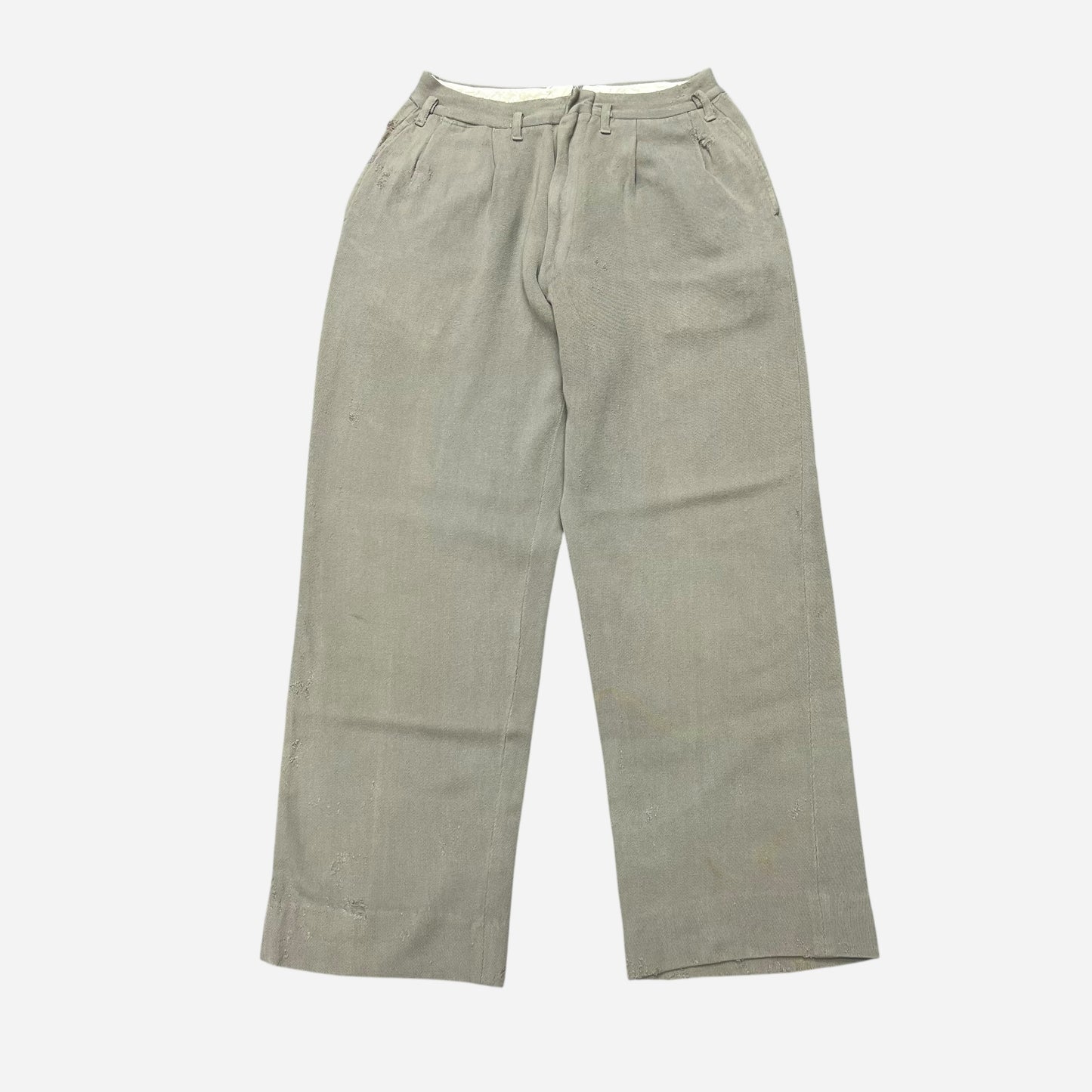 1940s Gray pleated whipcord work pants (28w)