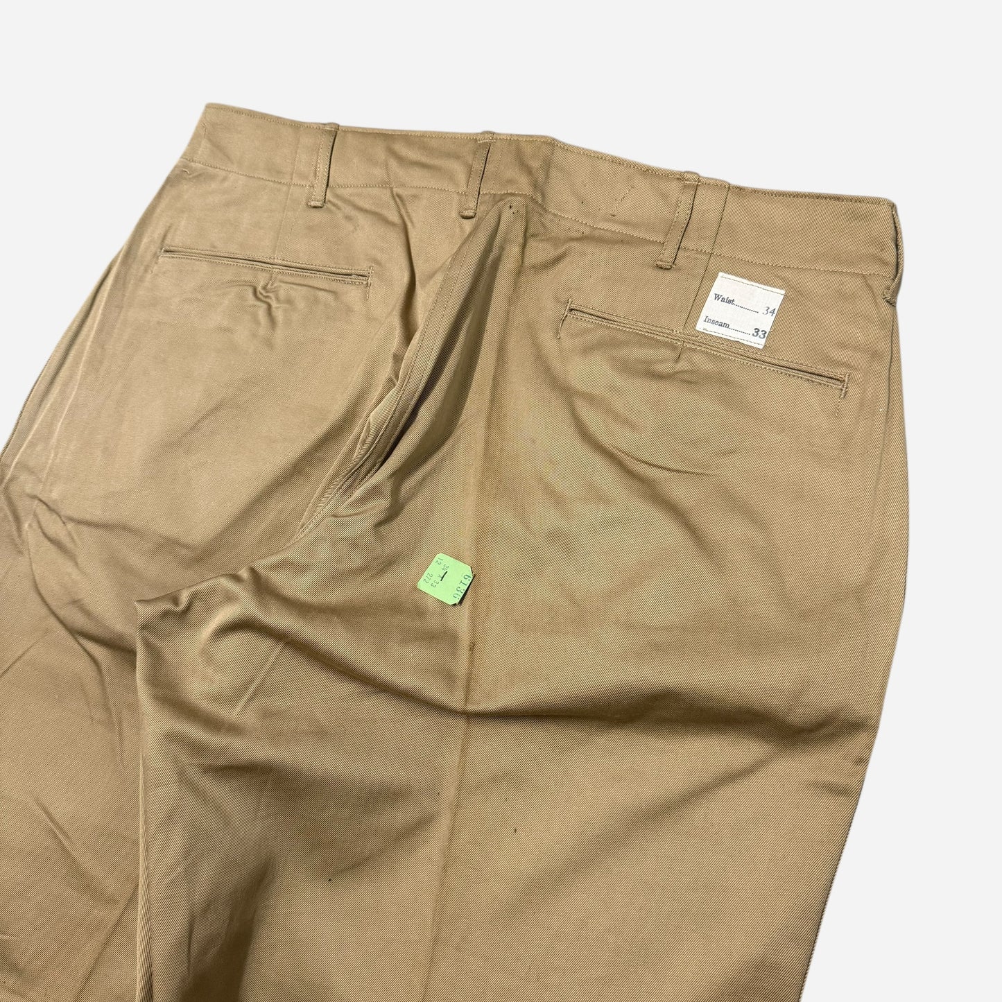 1940s WWII NOS US Army zinc button khaki chinos (34w)