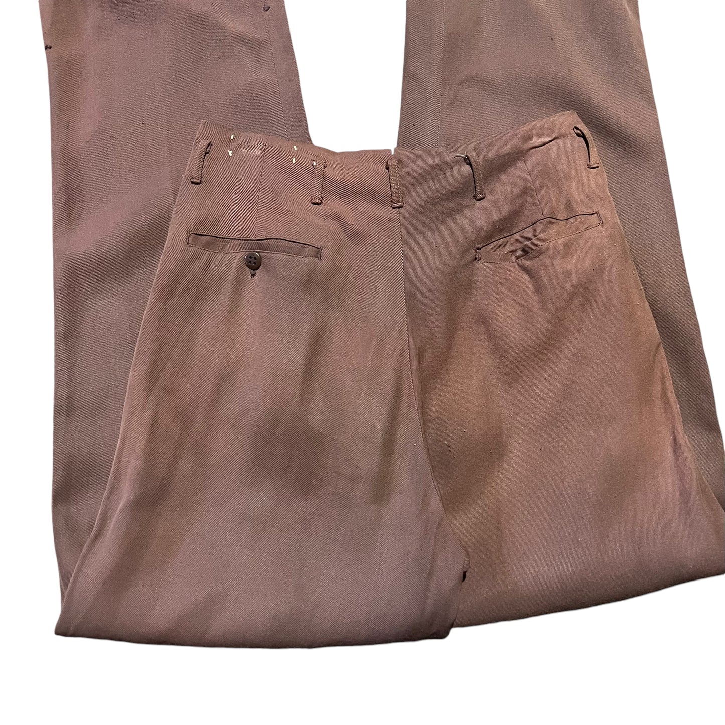 1950s Fruit of the loom brown gabardine pleated pants trousers (27w)