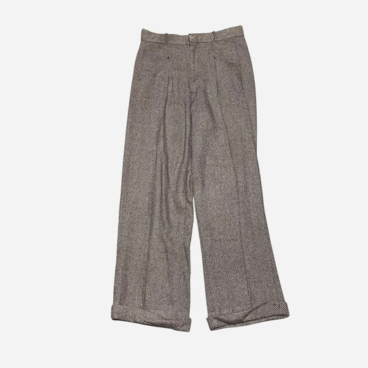 1950s NOS Brown tweed pleated pants (27w)