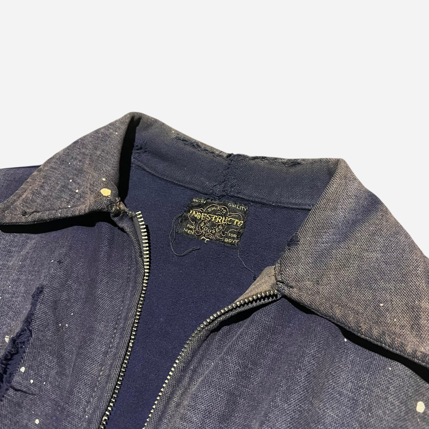 1930s Indestructo purple cotton/moleskin side clasp boxy work jacket (M)