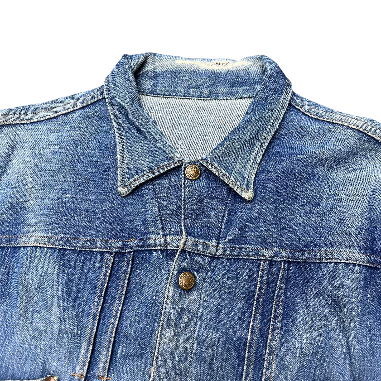 1950s Distressed denim two pocket jacket (M)
