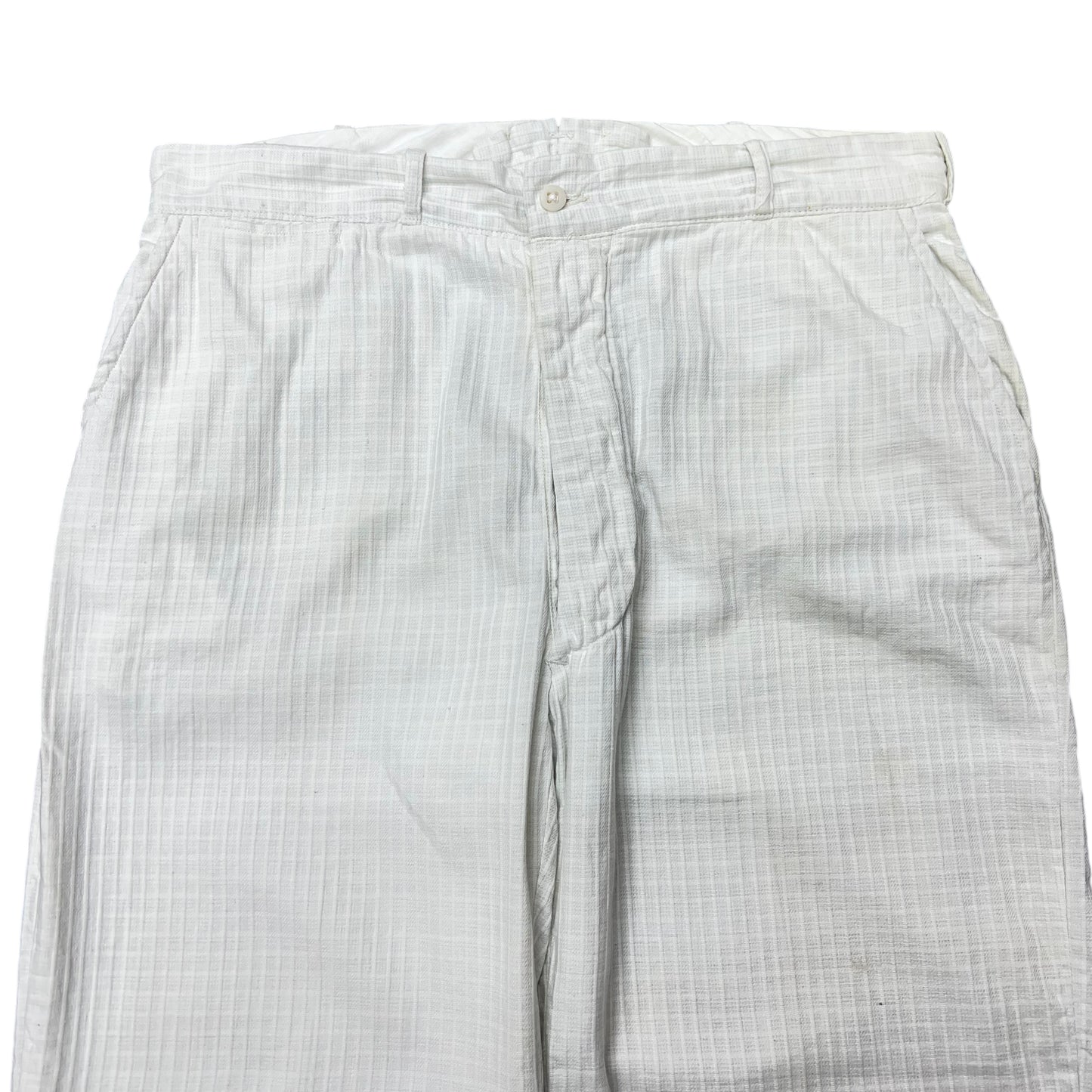1930s 1940s N&W white cotton grid plaid pants (33w)