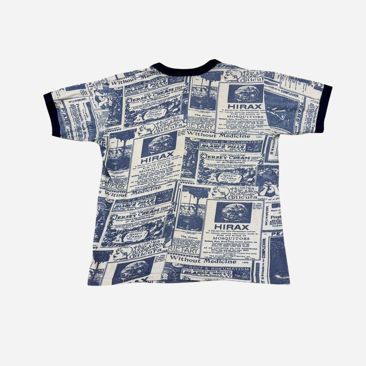 1960s Old advertisement print ringer t-shirt (M)