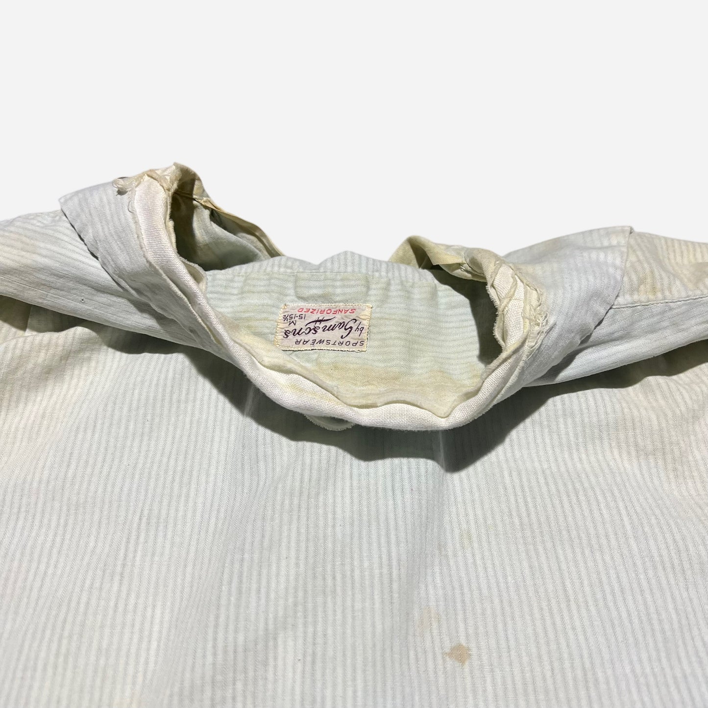 1950s Light blue cotton striped loop collar shirt (M)