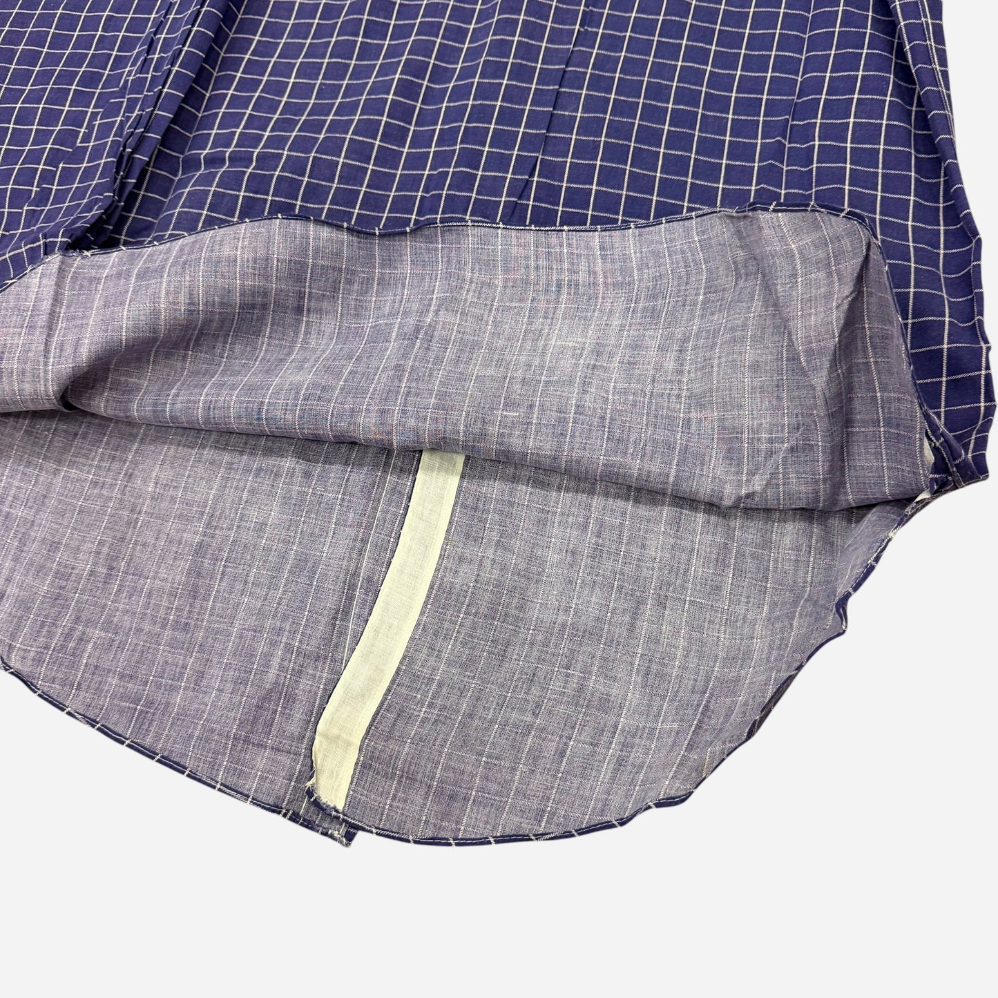1940s Windowpane pattern cotton purple/blue button down shirt (S/M)