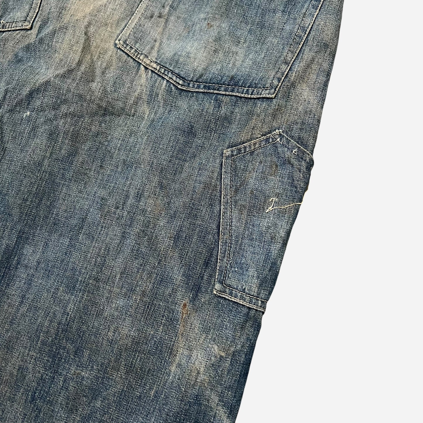 1920s Train button overalls “triple stitch seam” (36w)