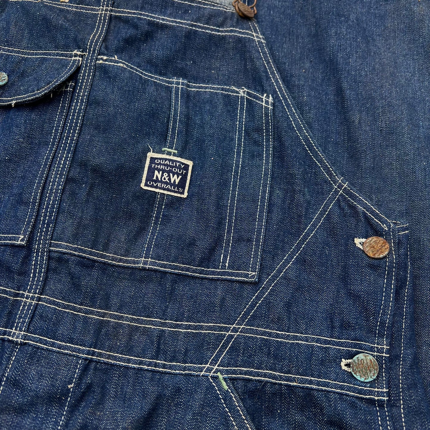 1930s N&W dark wash denim overalls (38w)