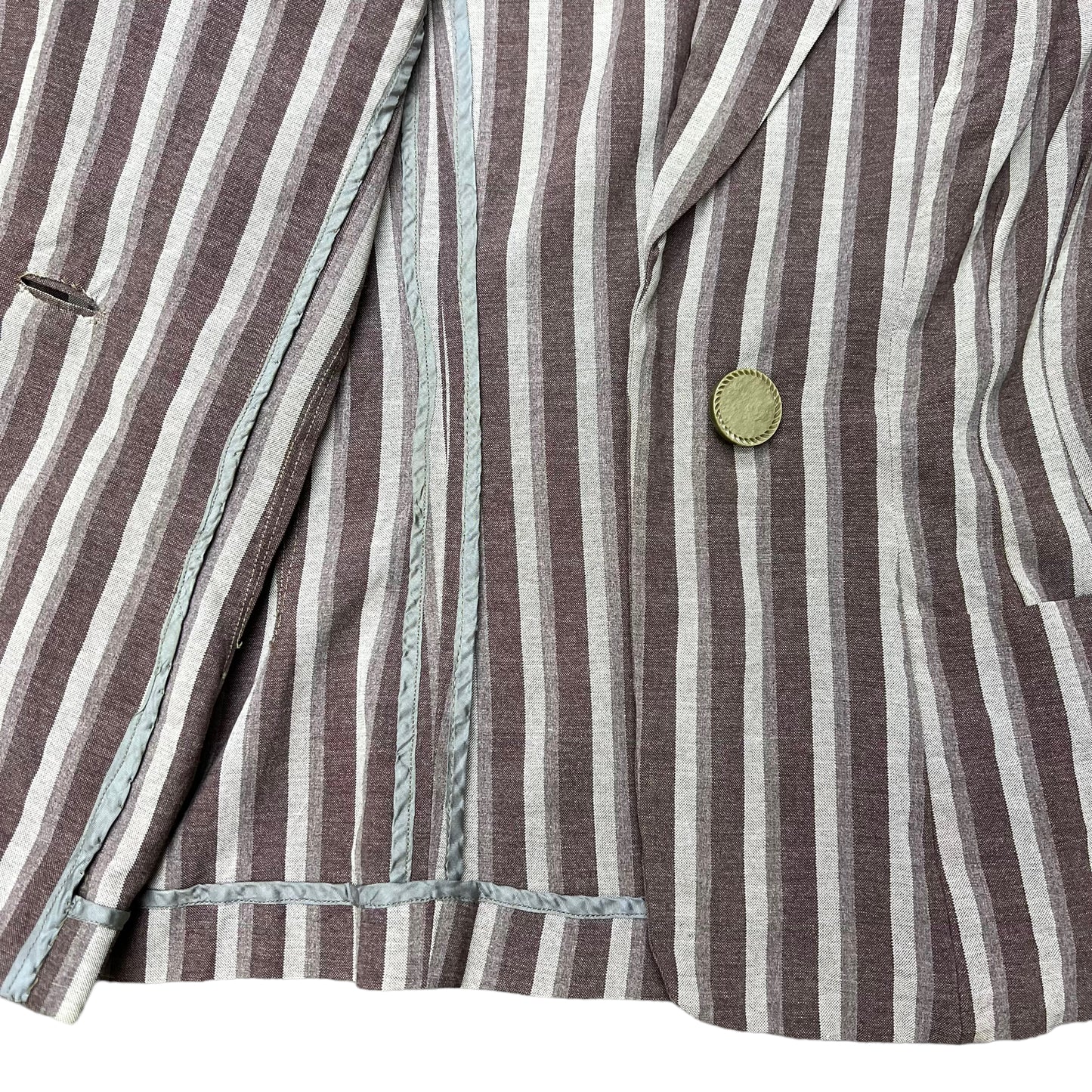 1920s 1930s Women’s brown striped rayon/linen blazer jacket (M)