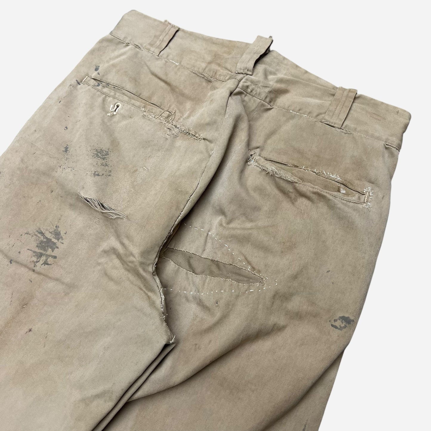 1940s Double button wide leg khaki chino pants (30w)