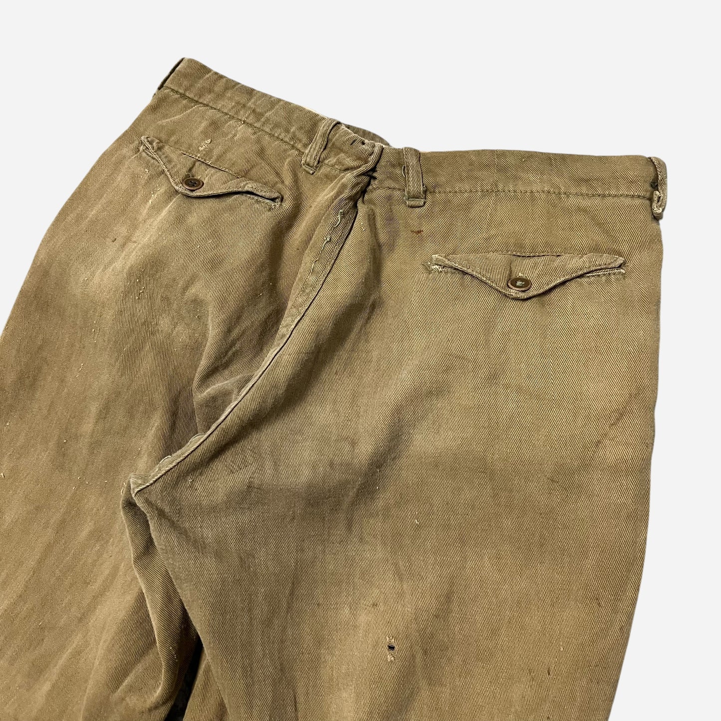 1920s Tan light cotton button fly pants (30w)