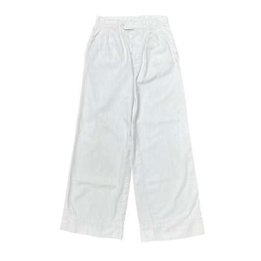 1930s White cotton pleated side clasp pants (26w)