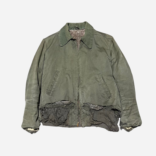 1940s Private purchase green hbt collar alpaca lined jacket (S/M)