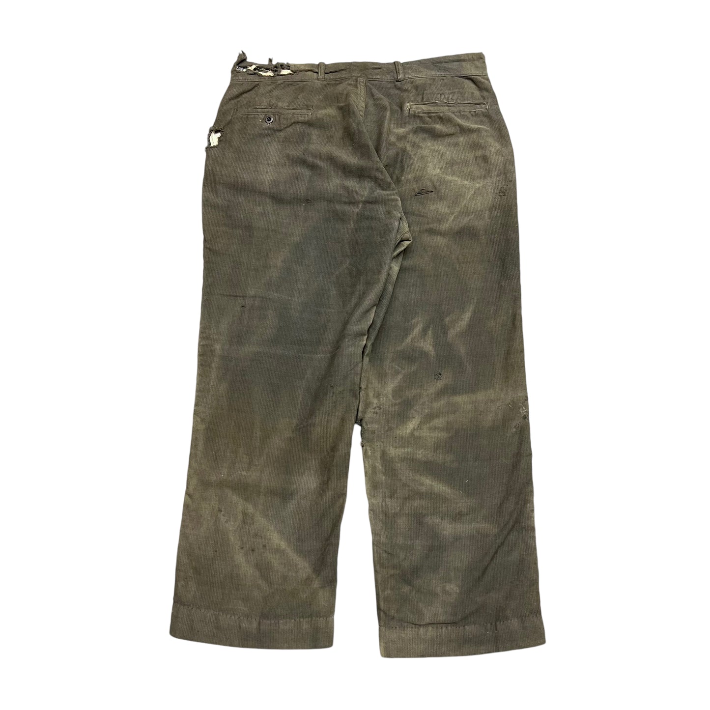 1920s 1930s Cotton salt & pepper sun faded greenish work pants (36w)