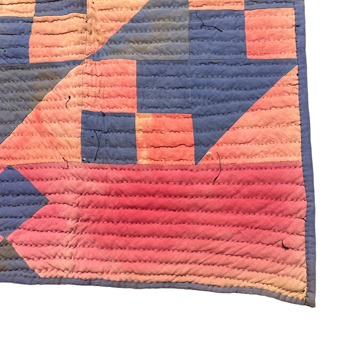 1920s-1930s Faded red & blue quilt (84”x72”)