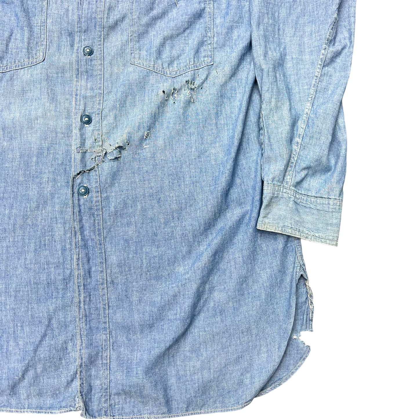 1950s Korean War USN chambray shirt stenciled (L/XL)