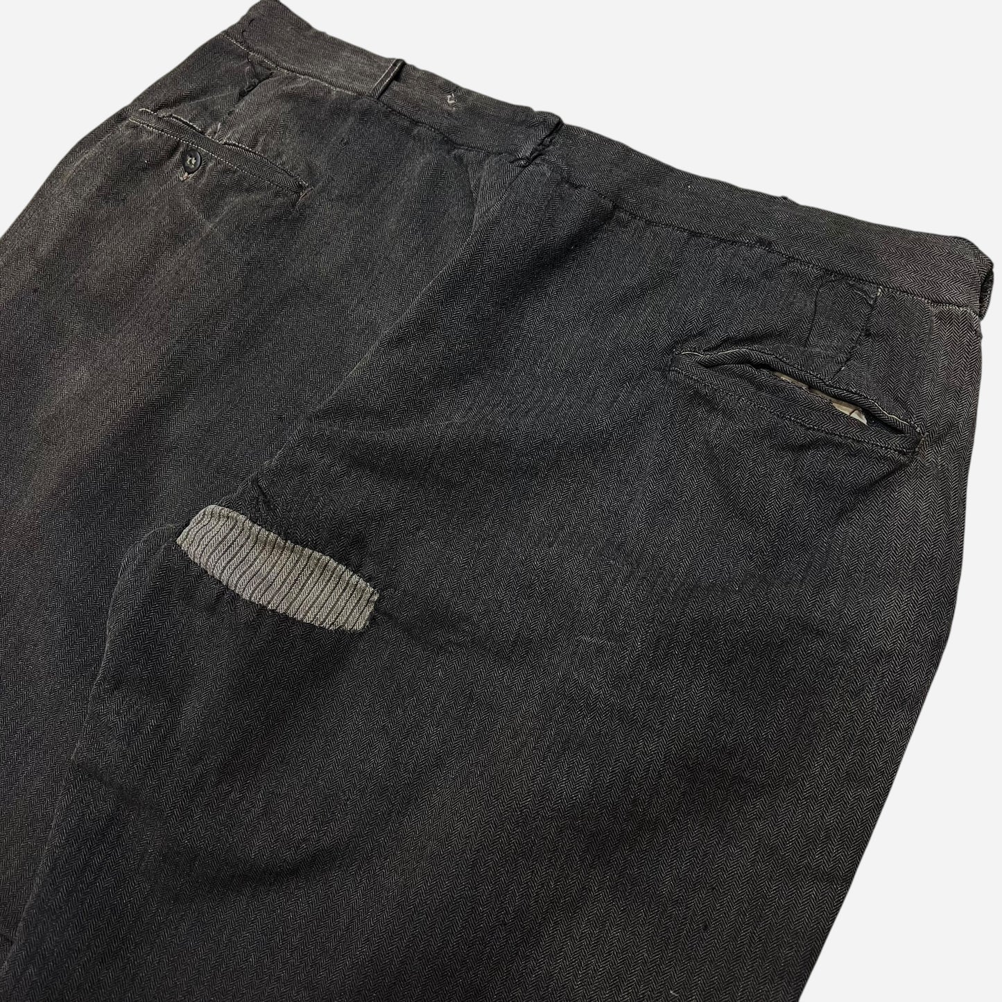 1930s NRA gray herringbone wool double button front work pants (38w)