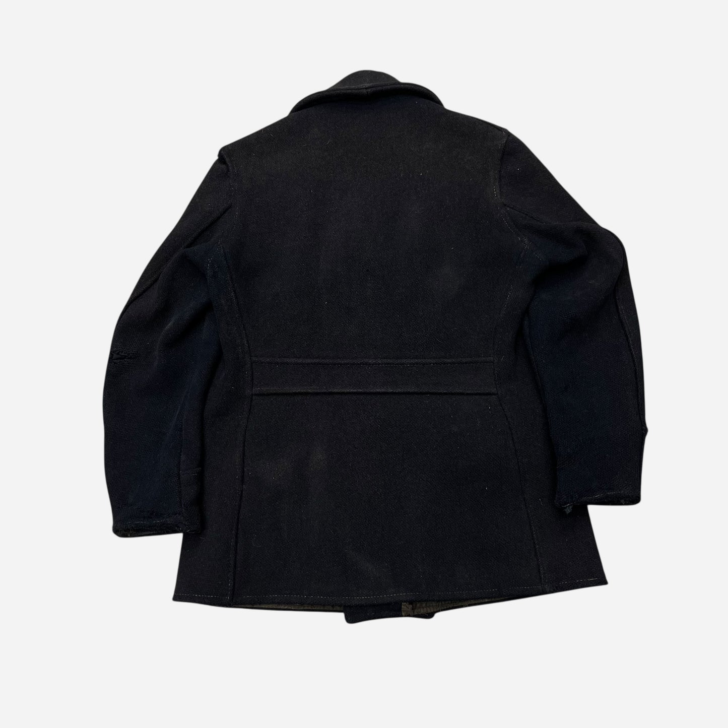 1930s Sun faded navy/black double breasted wool peacoat (M)