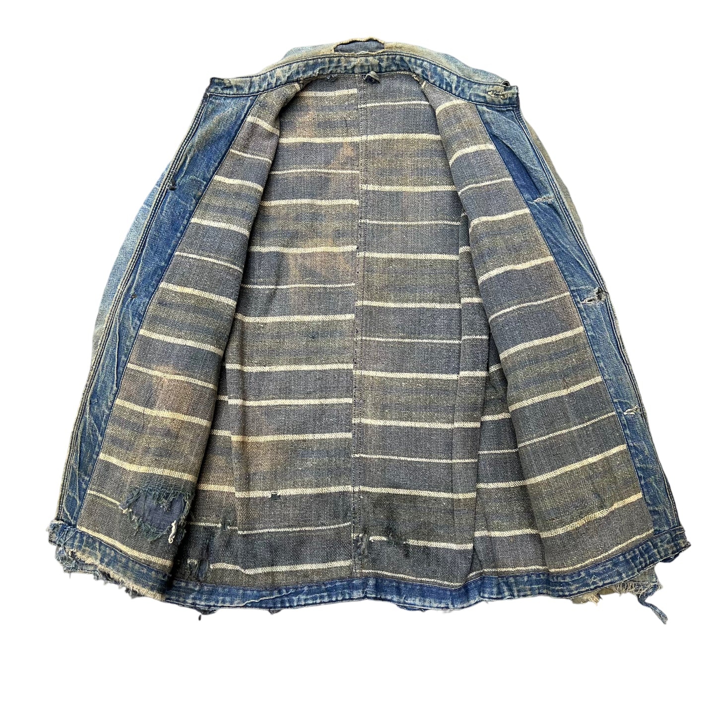 1940s Unbranded wartime denim chore coat wood button (M)